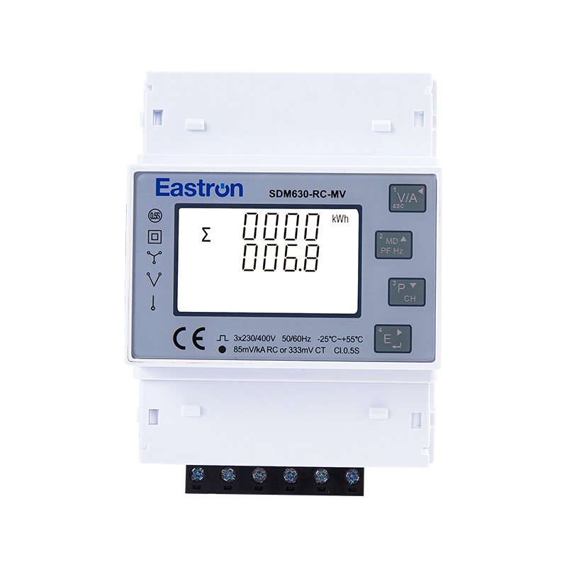 Din rail type three phase multi-function power meter, available for CT or Rogowski coil connection