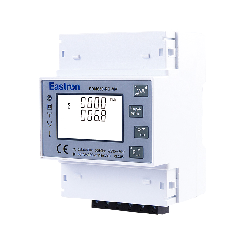 Din rail type three phase multi-function power meter, available for CT or Rogowski coil connection