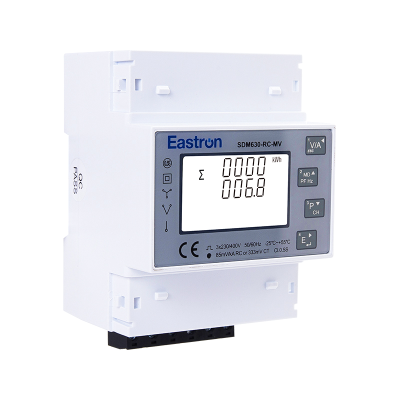 Din rail type three phase multi-function power meter, available for CT or Rogowski coil connection