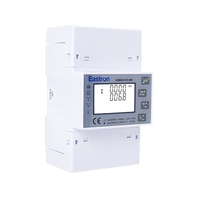 Din rail type three phase multi-function power meter, available for CT or Rogowski coil connection