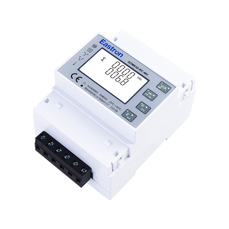 Din rail type three phase multi-function power meter, available for CT or Rogowski coil connection