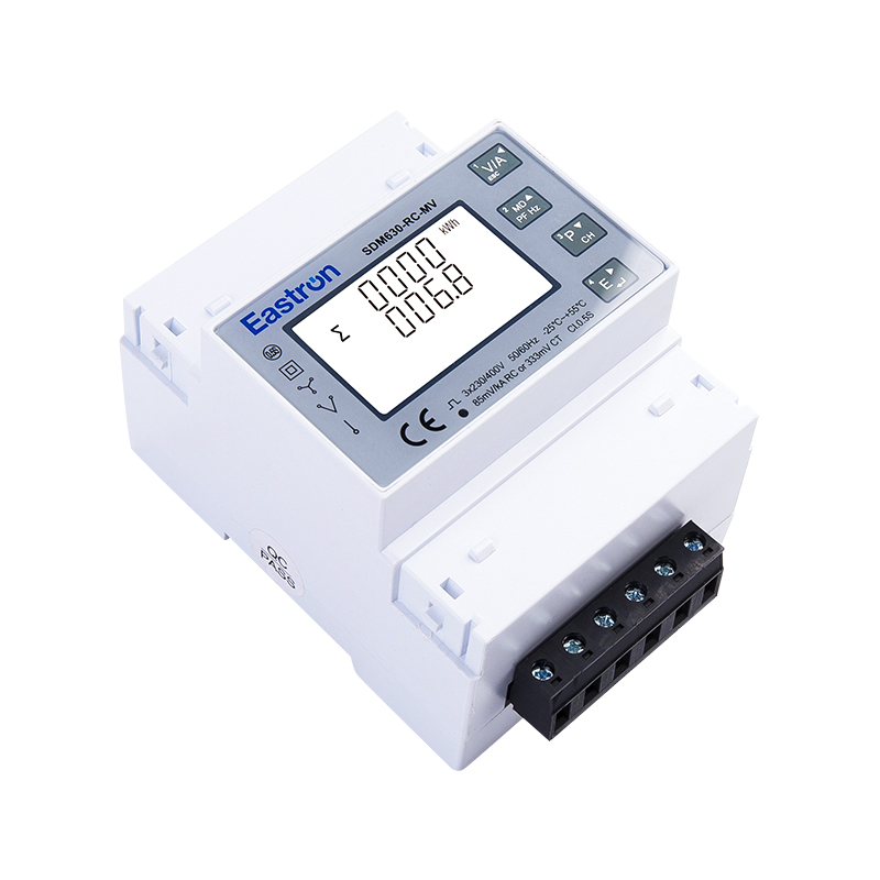 Din rail type three phase multi-function power meter, available for CT or Rogowski coil connection