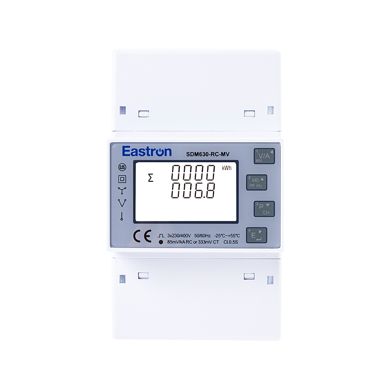 Din rail type three phase multi-function power meter, available for CT or Rogowski coil connection