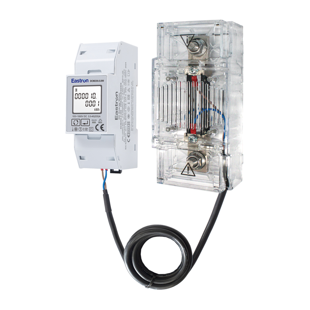 200A Current RS485 Modbus Din Rail Mounted MID DC Energy Meter with DC Shunt